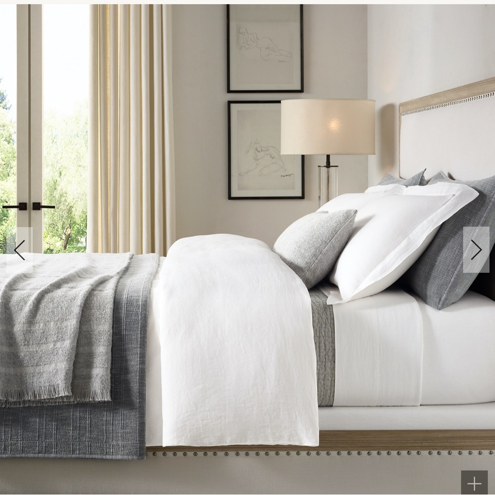 RH Stonewashed Belgian Flax Linen Duvet, King, Natural, NWT